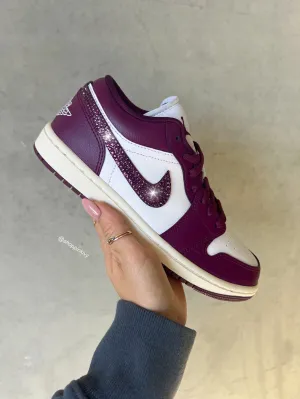 Fall '24 Merlot Swarovski Women’s Air Jordan Retro 1 Low Shoes