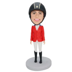 Female Rider In Red Coat Custom Figure Bobbleheads