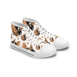 French Bull Dog with Sunglasses Women's High Top Sneakers