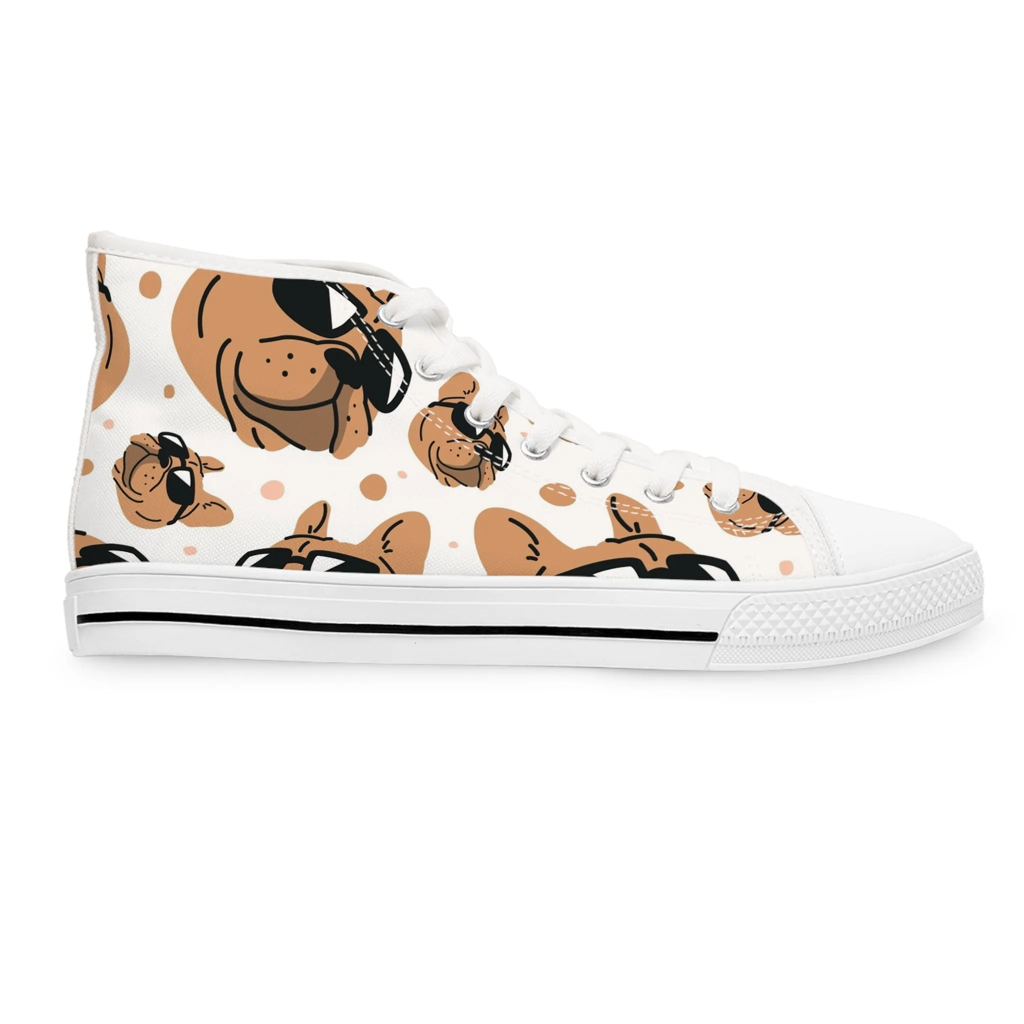 French Bull Dog with Sunglasses Women's High Top Sneakers