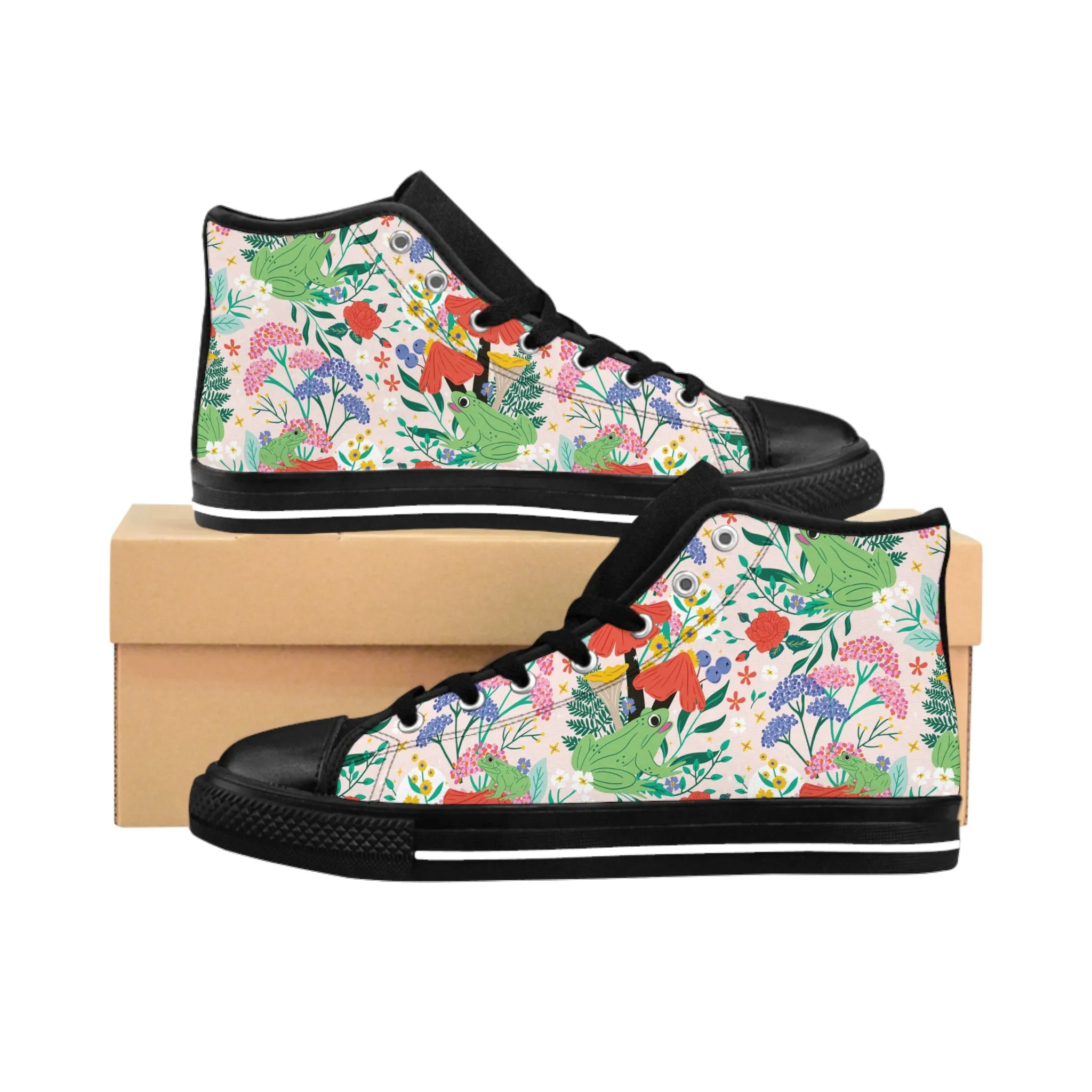 Frogs and Flowers Men's Classic Sneakers