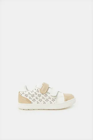 Girls White Laser Cut Sneaker