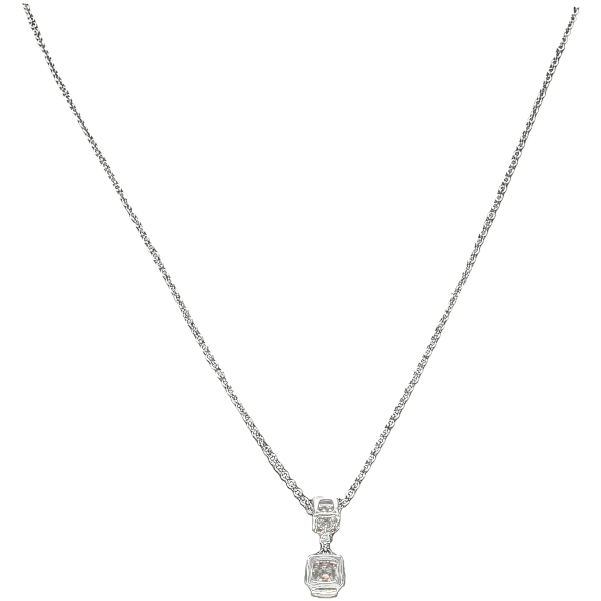 Grandma Light Champagne 16.5"-18.5" White Gold Plated Necklace with Cubic Zirconia Stones