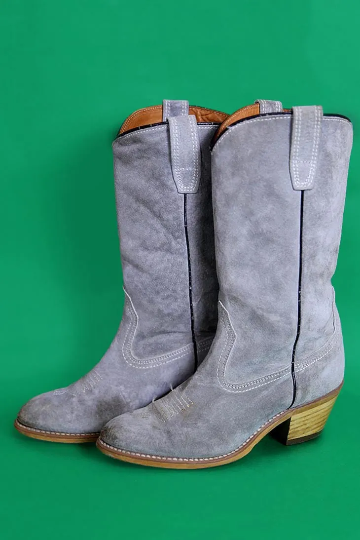 Grey Suede Cowboy Boots