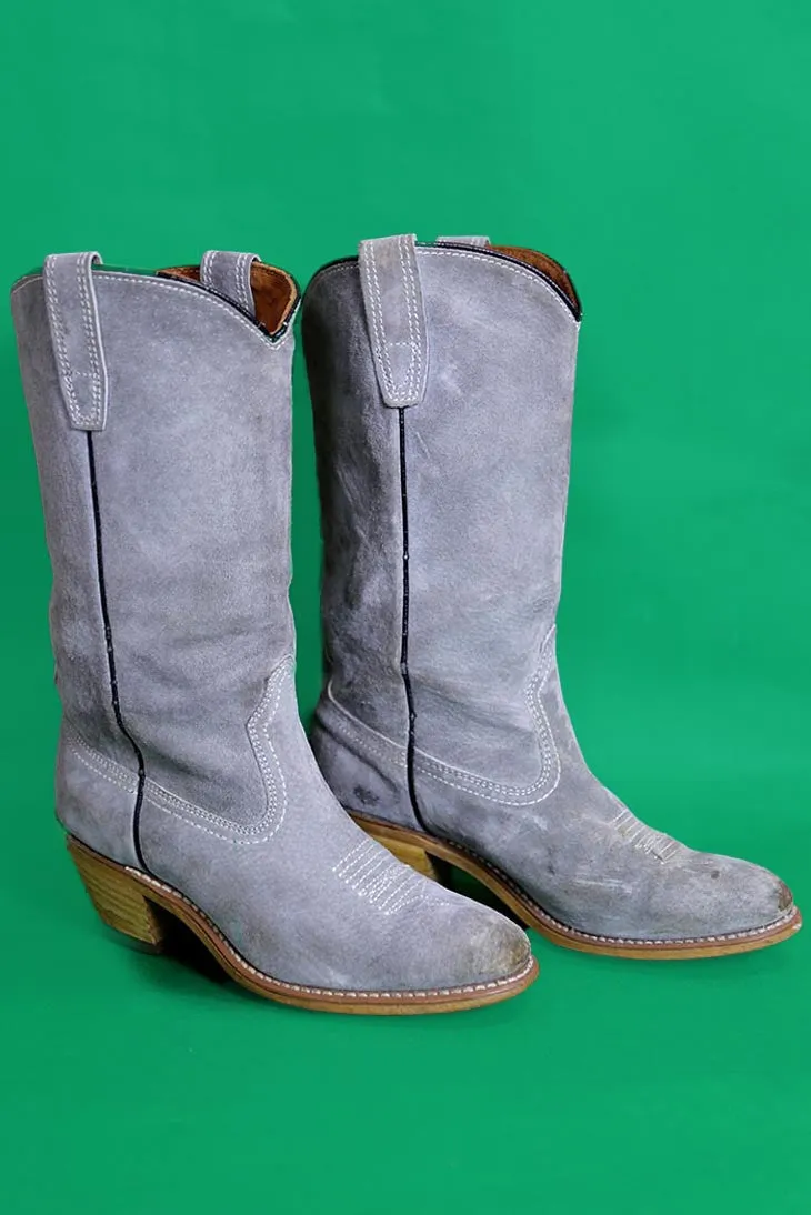 Grey Suede Cowboy Boots