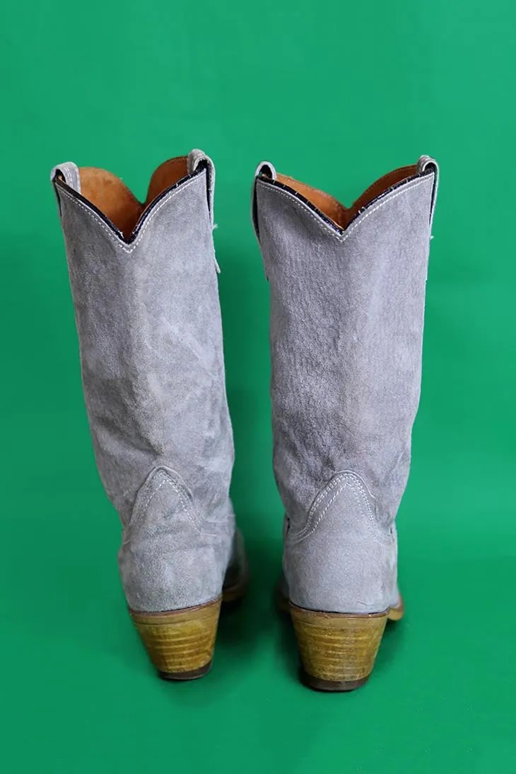 Grey Suede Cowboy Boots