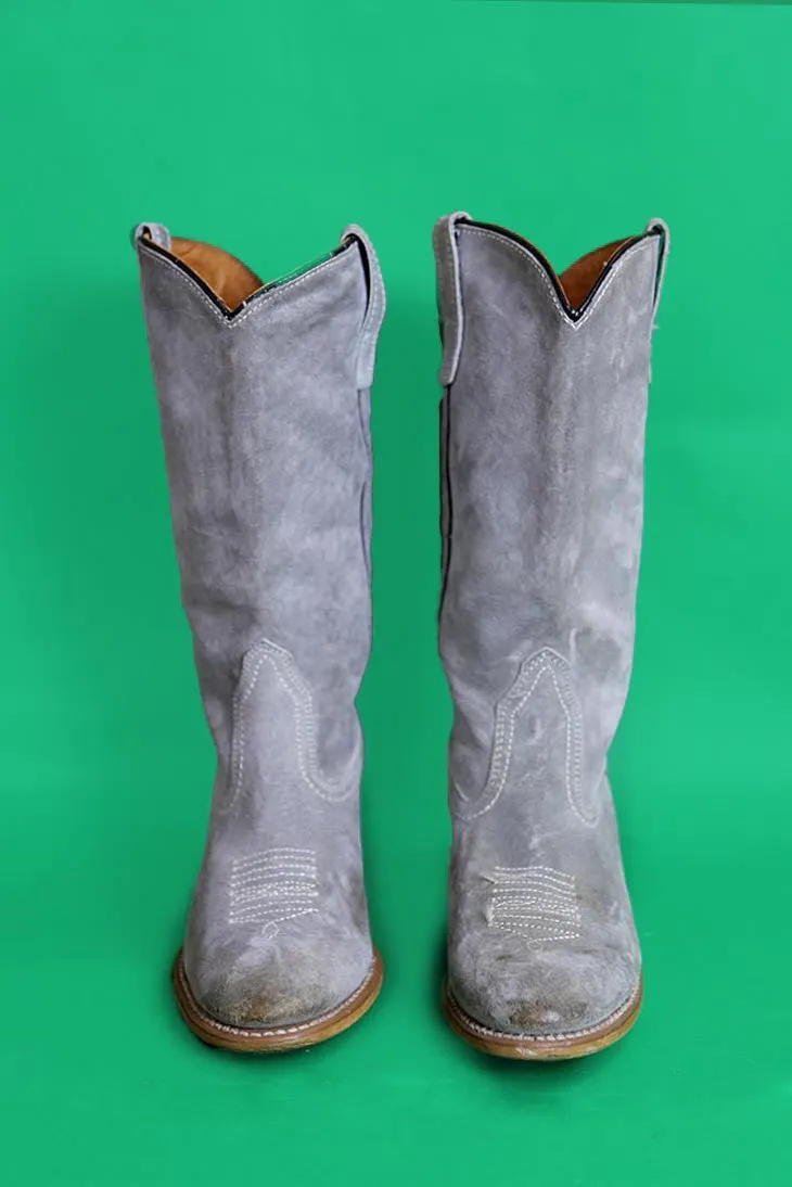 Grey Suede Cowboy Boots