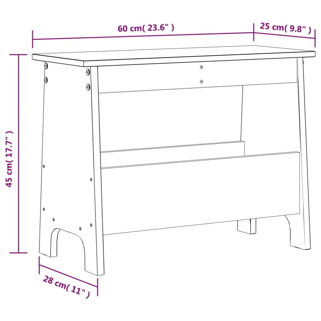 Hall Bench Wax Brown 60x28x45 cm Solid Wood Pine