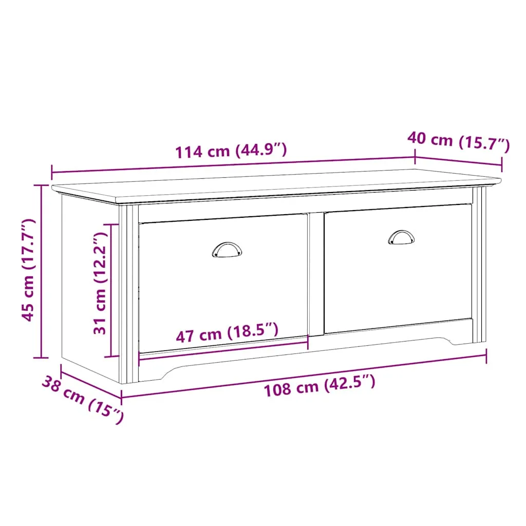 Hallway Bench BODO White and Brown 114x40x45 cm