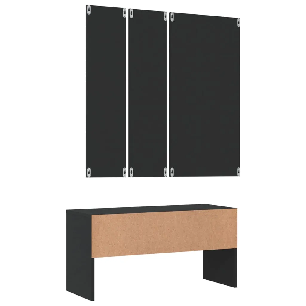 Hallway Furniture Set Black Engineered Wood