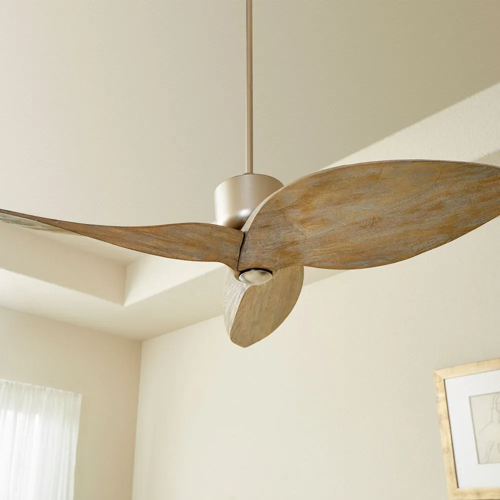 HAWKEYE 52" 3 BLADE CEILING FAN- WEATHERED OAK/ SATIN NICKEL