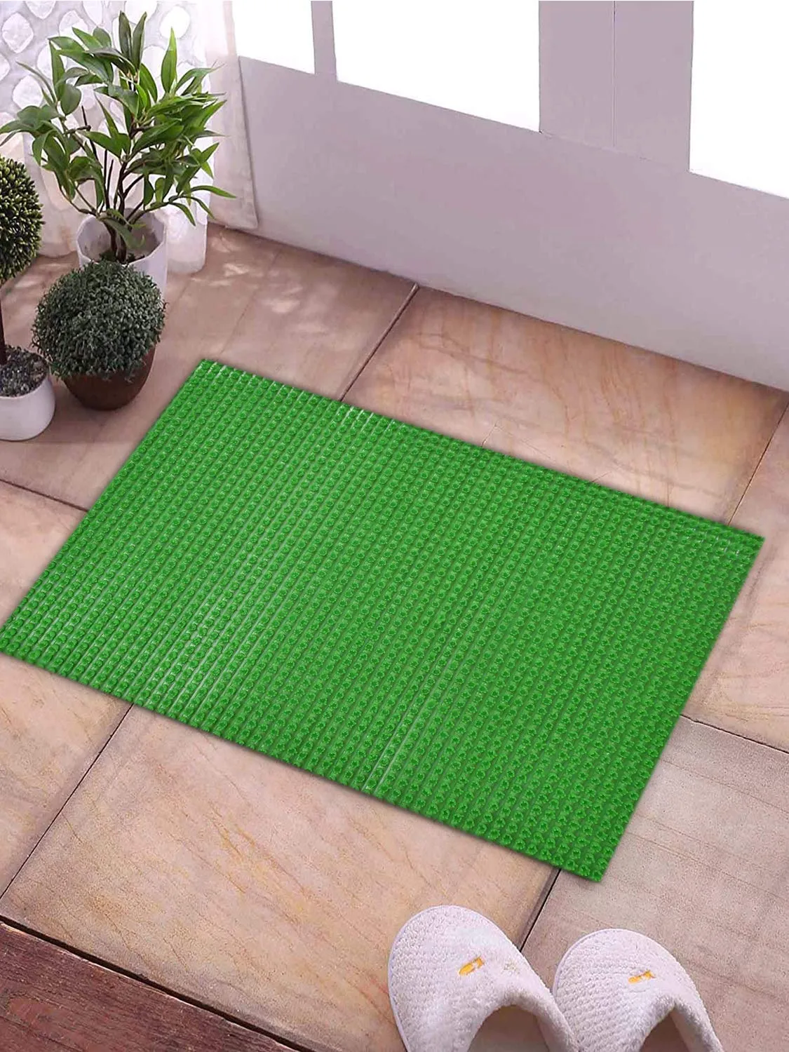 Heart Home HEART01095 PVC Thick Door Dirt Rub Off Clean/Thorn Door Mat, Dust Remover Footwear for Offices, Hotel, Restaurant, Home, Shop (Green, Standard)