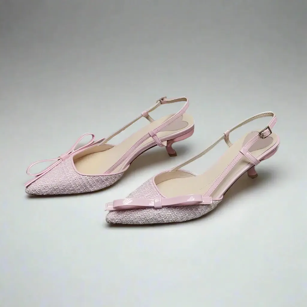 Heidi Pink Kitten Heel Sandals