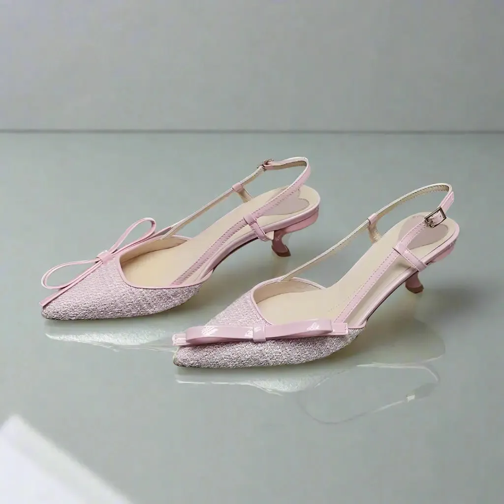 Heidi Pink Kitten Heel Sandals