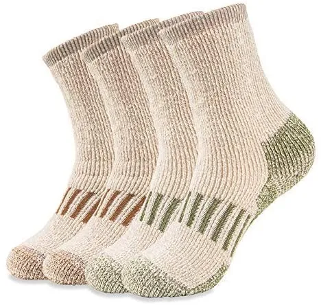 HOT FEET Boys' Outdoor Socks, Warm Youth Socks, Thermal Wool Blend (4 Pack)