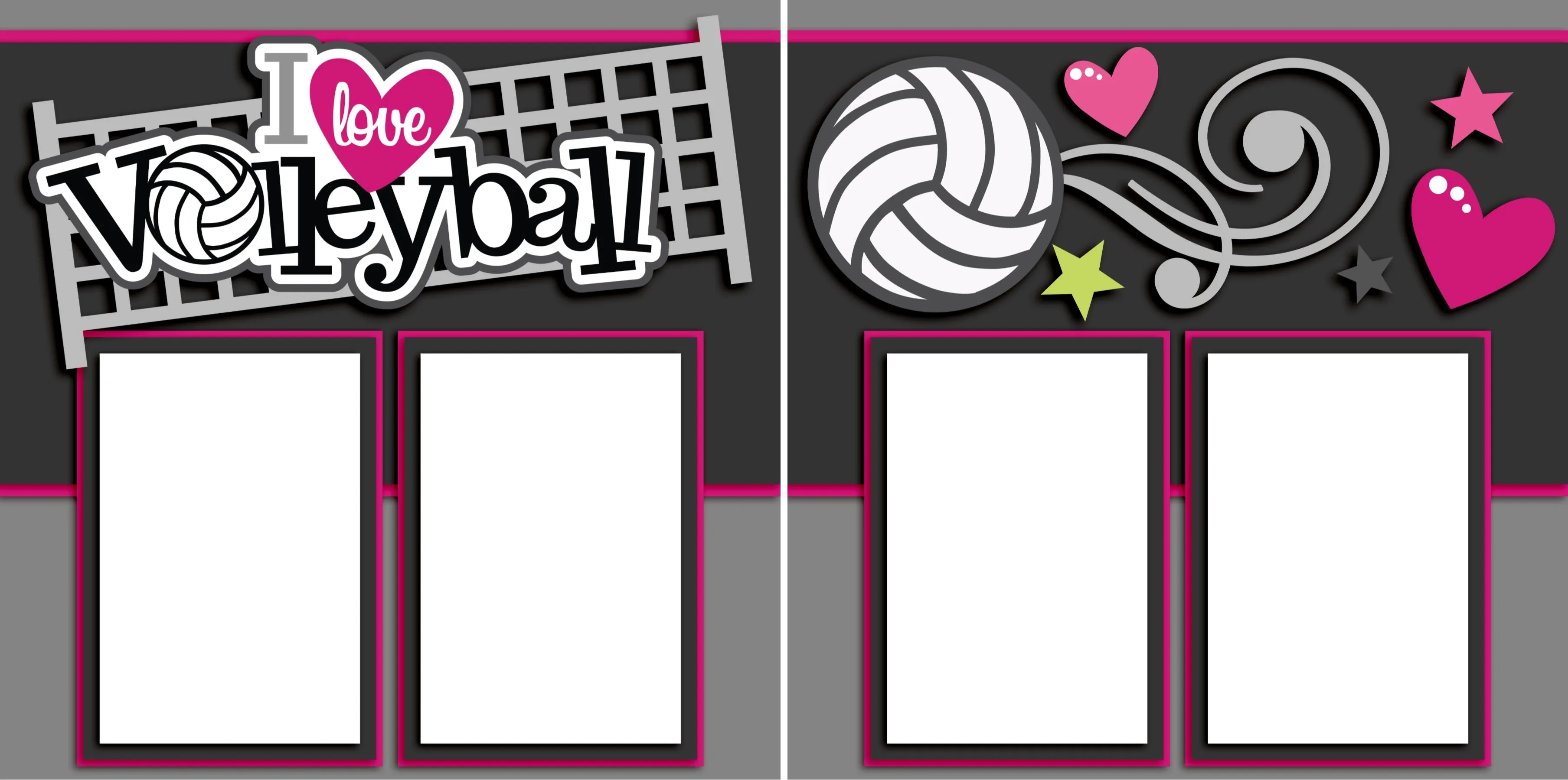 I Love Volleyball - Digital Scrapbook Pages - INSTANT DOWNLOAD