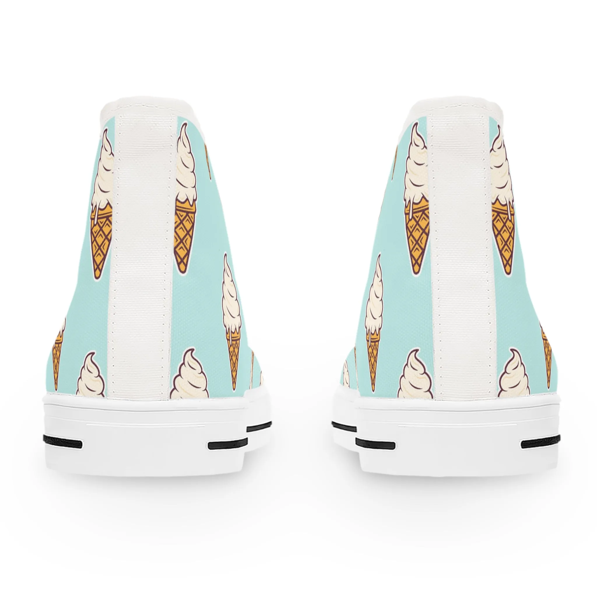 Ice Cream Cone on Blue Background Women's High Top Sneakers