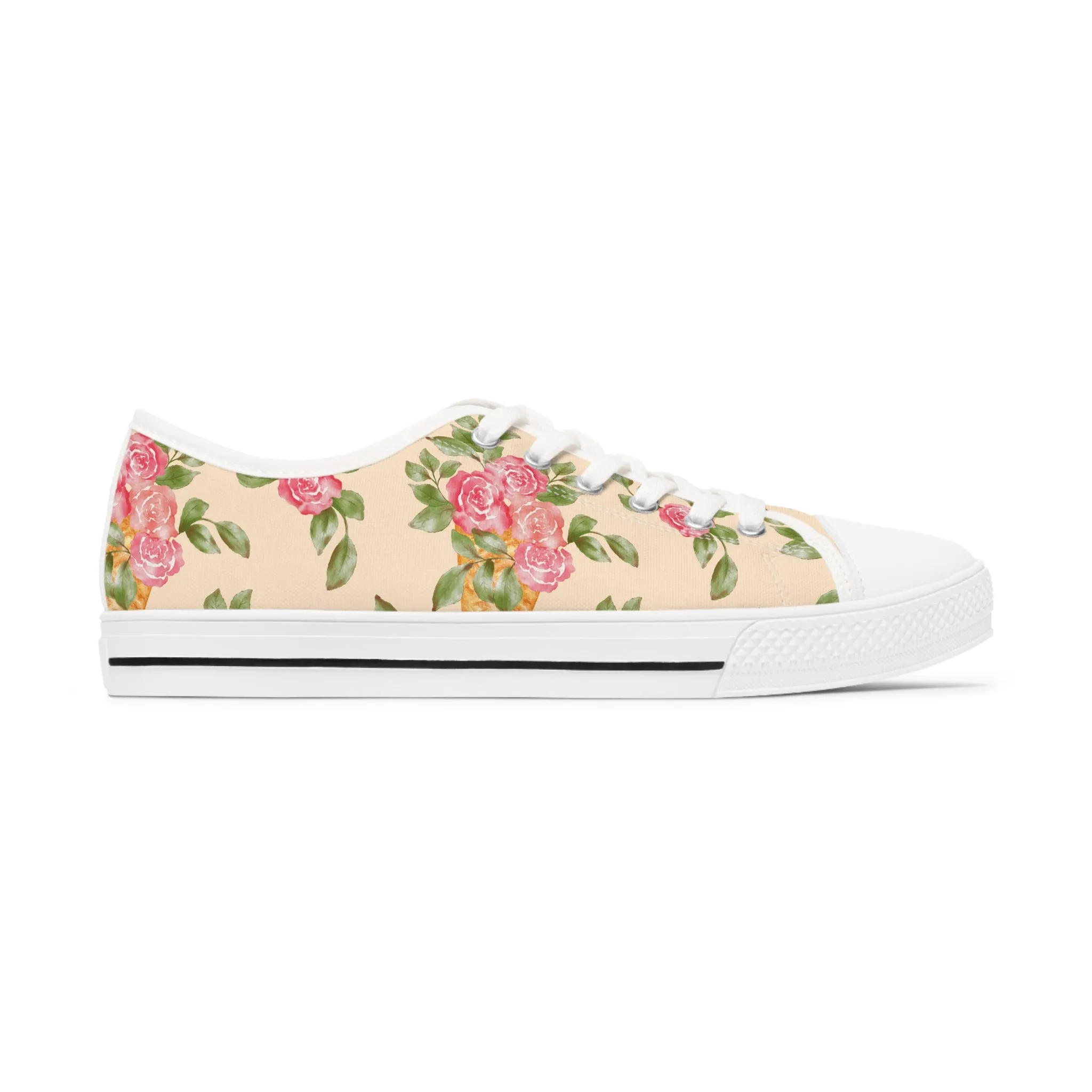 Ice Cream Waffle Cone Bouquet Women's Low Top Sneakers