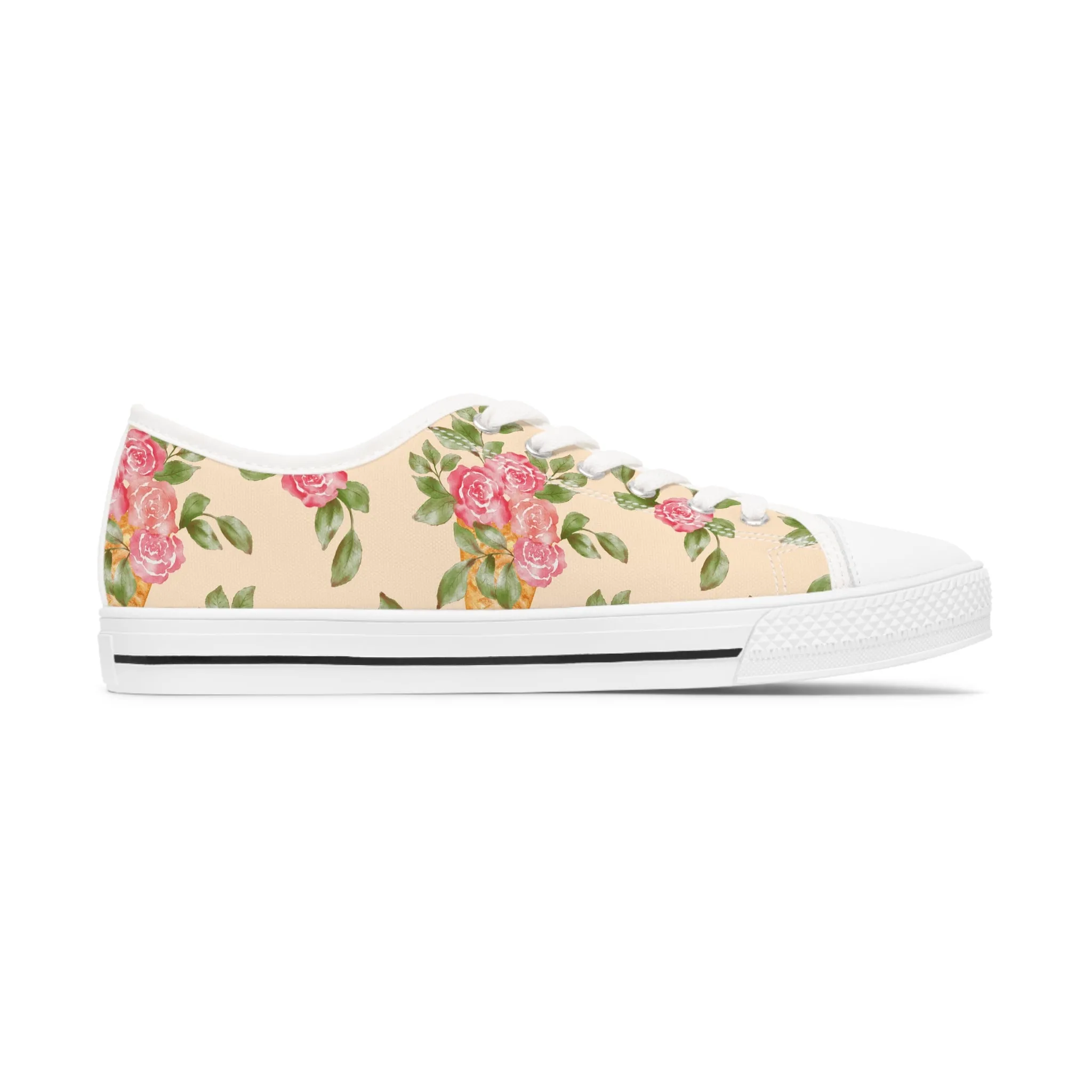 Ice Cream Waffle Cone Bouquet Women's Low Top Sneakers