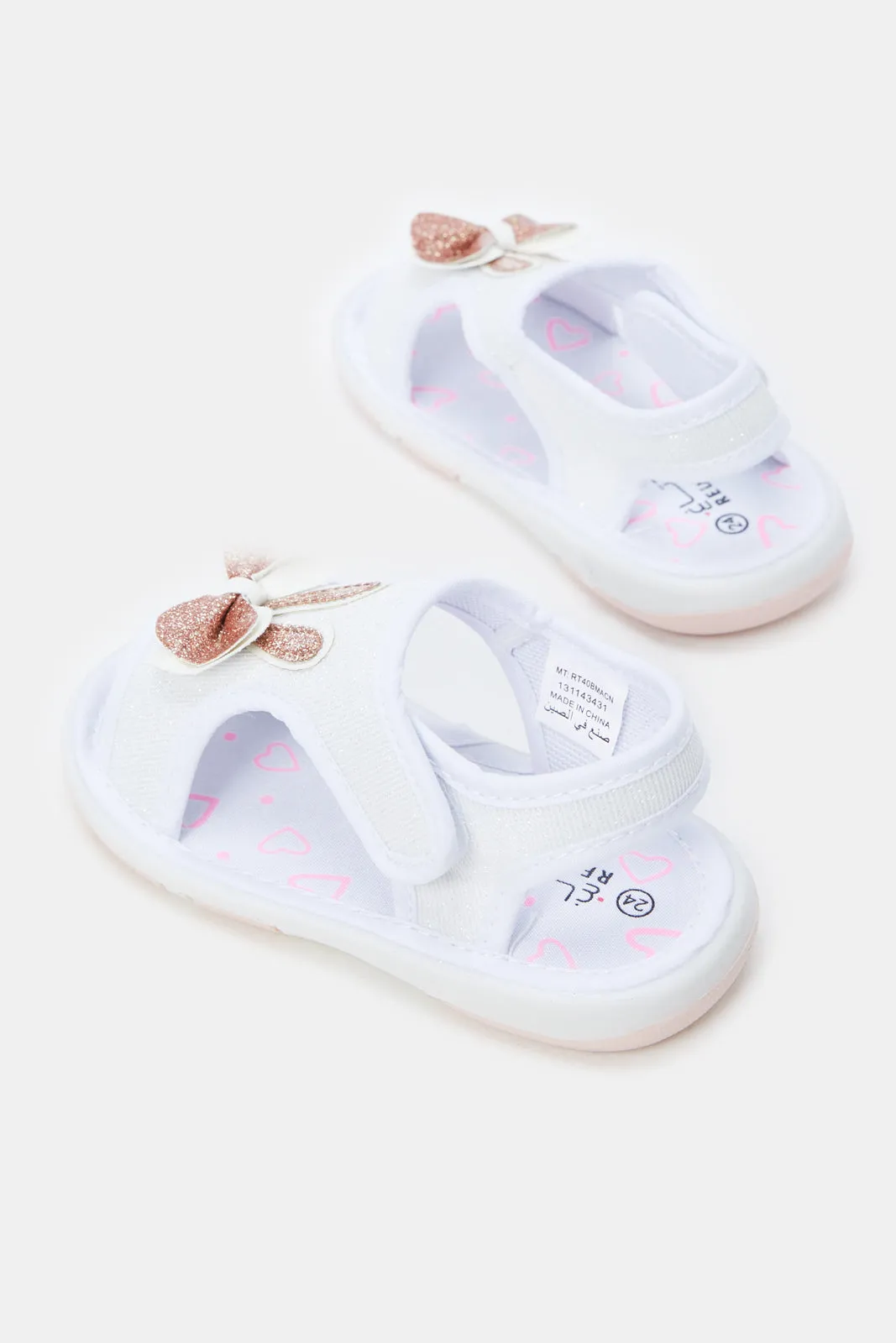 Infant Girls White Glitter Embellished Sandals