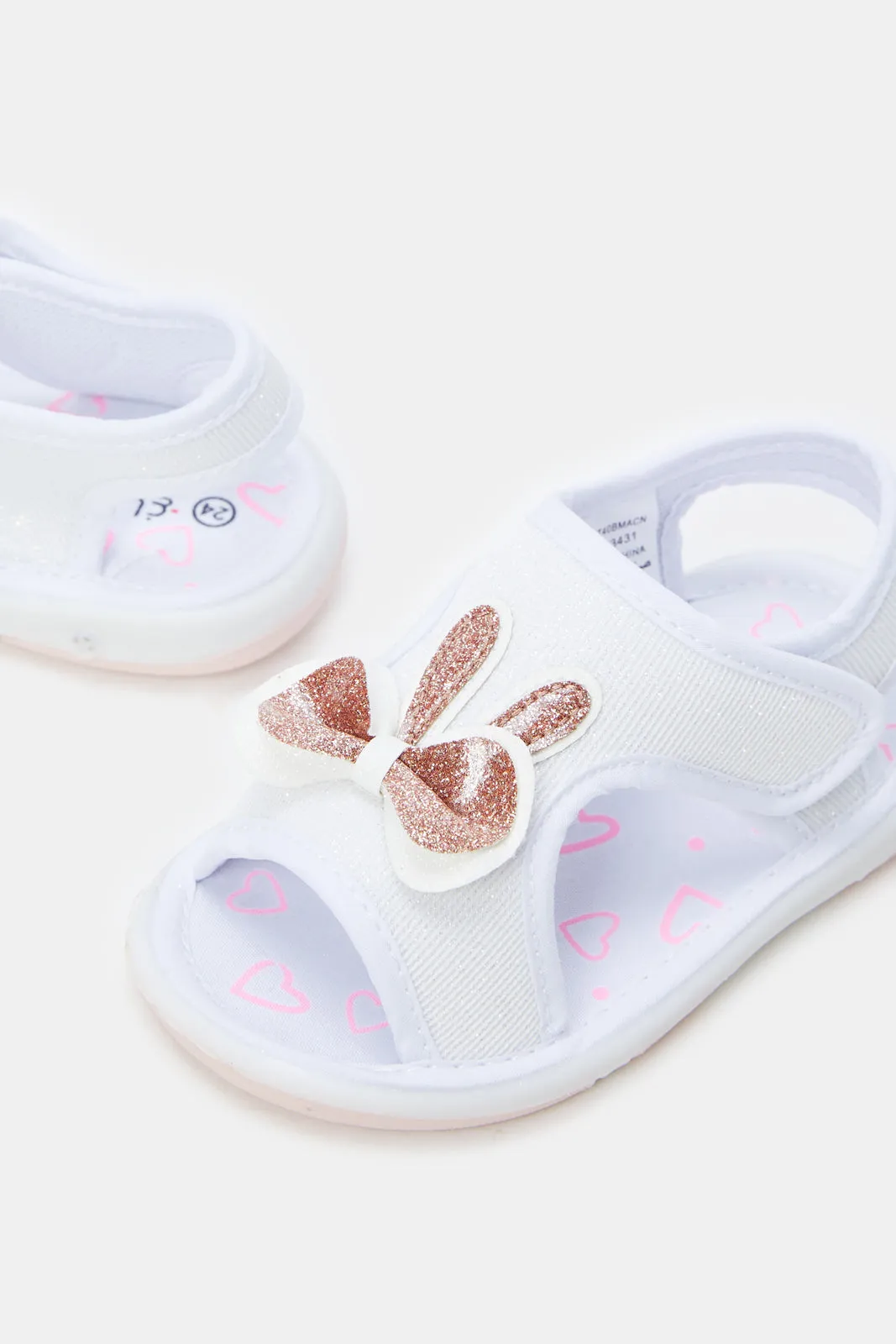 Infant Girls White Glitter Embellished Sandals