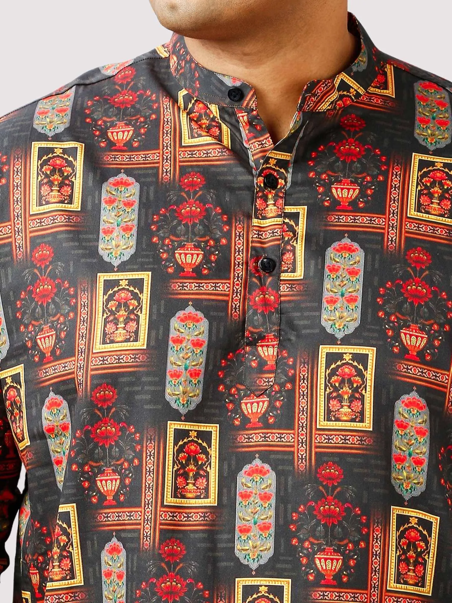 Jashn Printed Red White Kurta Men's Plus Size