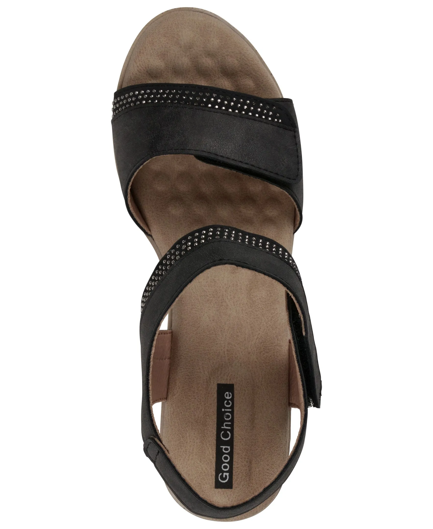 Jorda Black Wedge Sandals