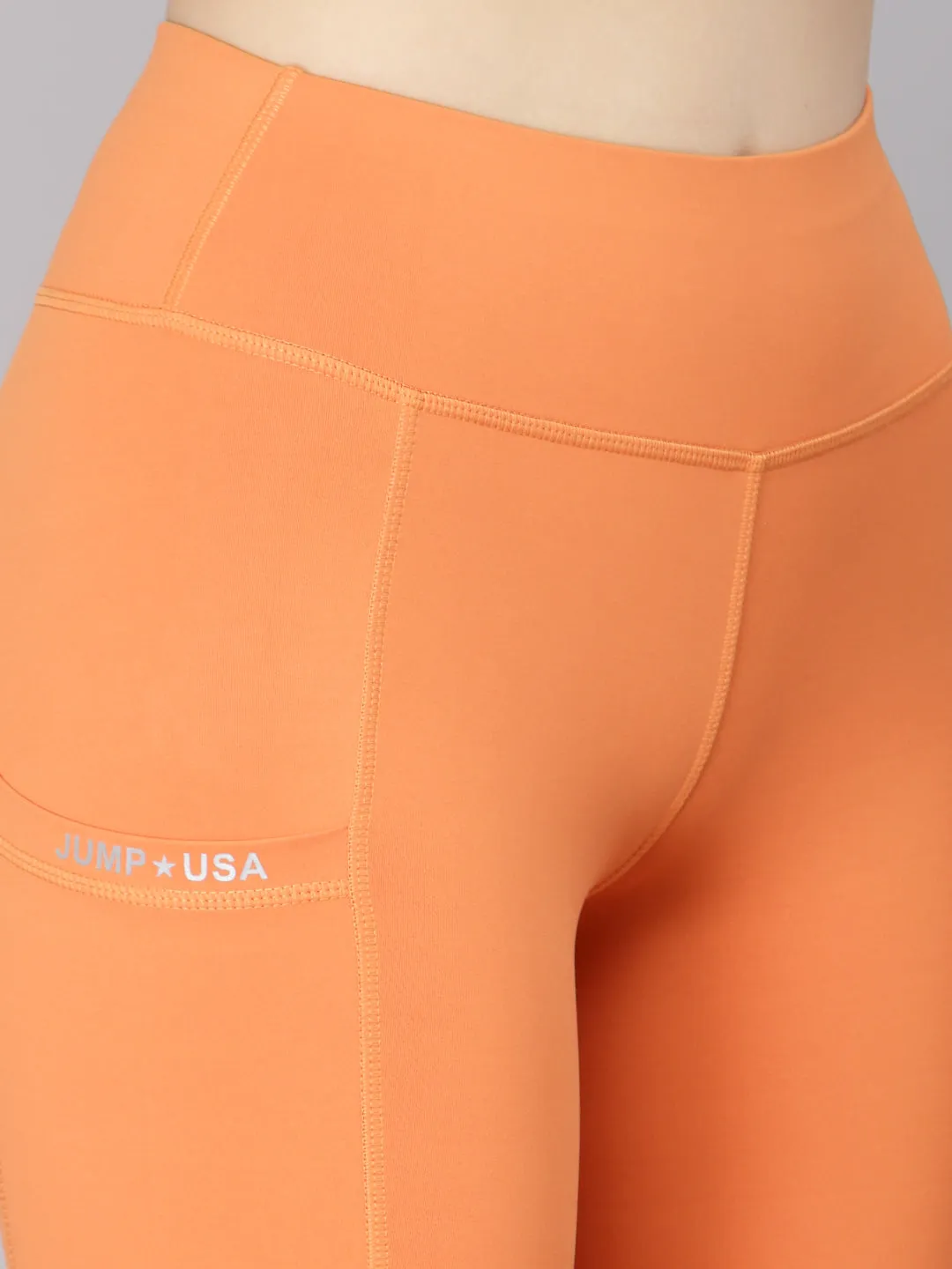 JUMP USA Women Orange Solid Rapid-Dry Seamless Tights