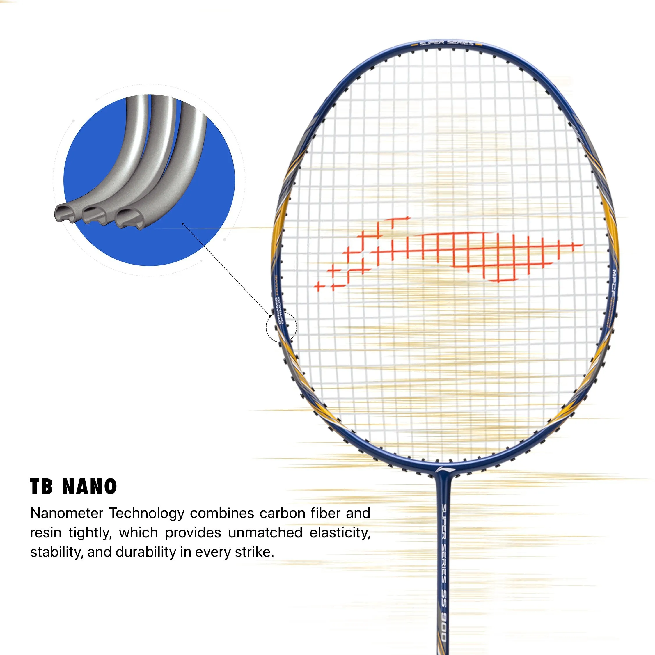 Li-Ning Super Series 900 Strung Badminton Racket (84 grams, Navy/Gold, free full cover) Strung Badminton Racquet (Multicolor)