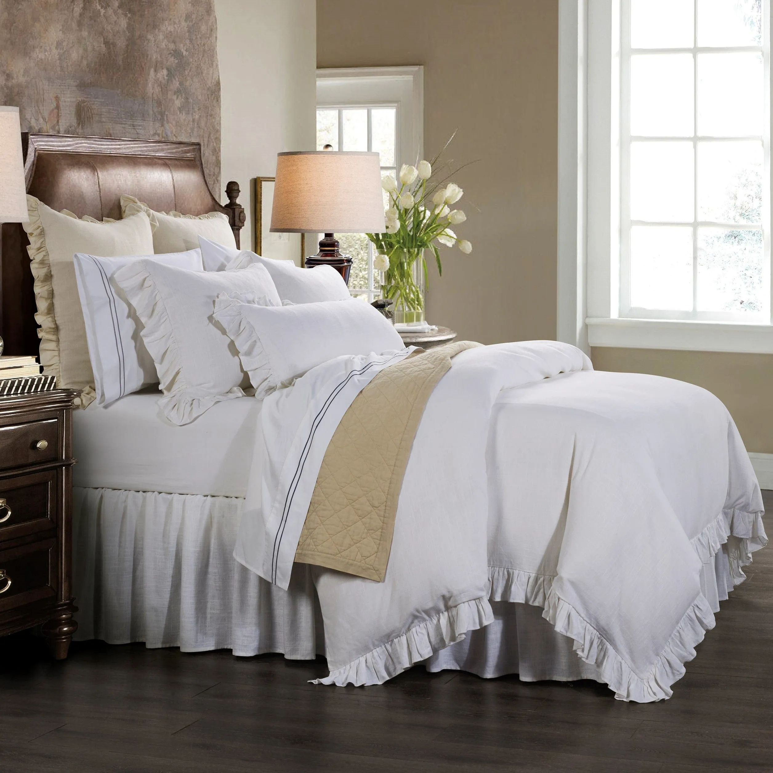 Lily Washed Linen Ruffled Bedding Set