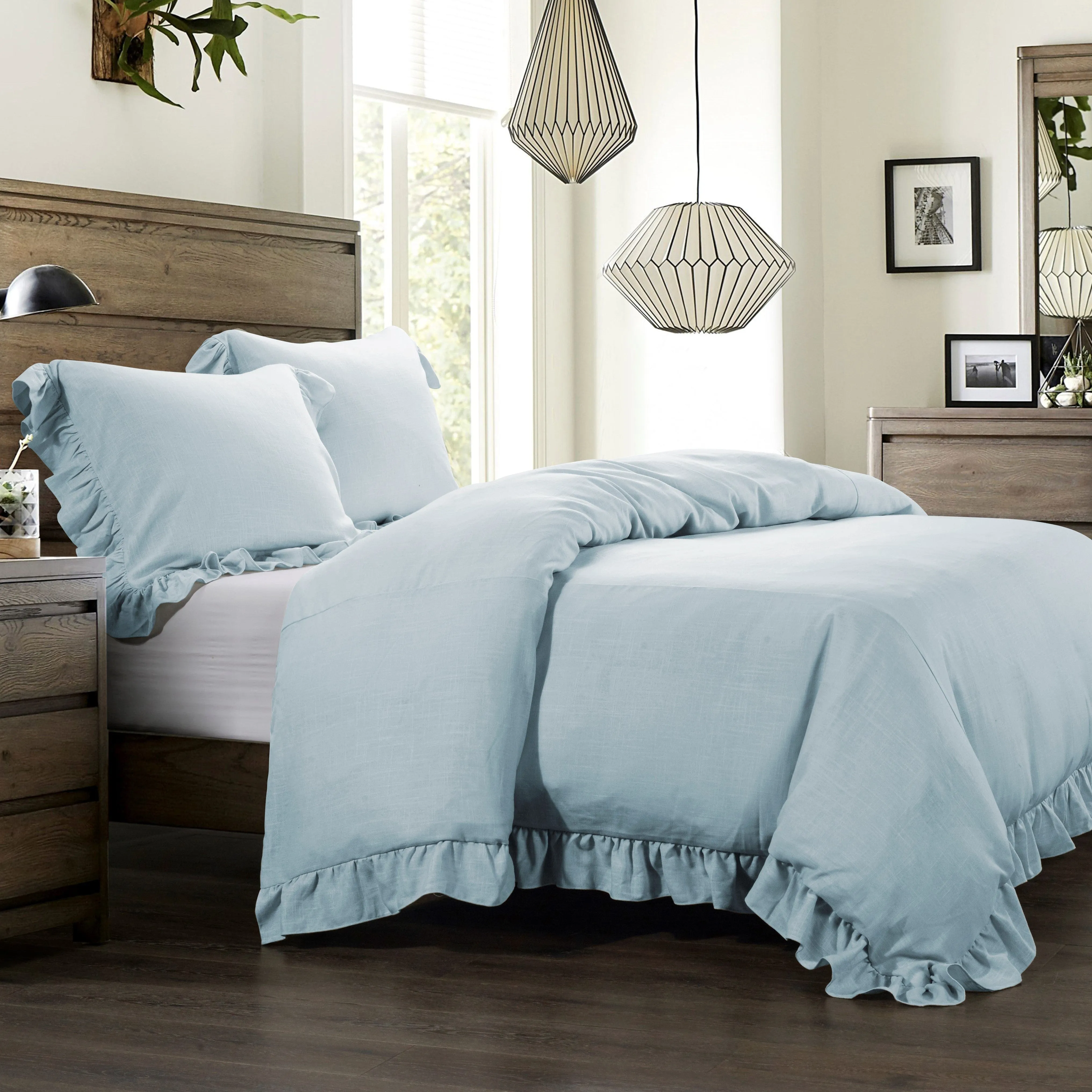 Lily Washed Linen Ruffled Bedding Set