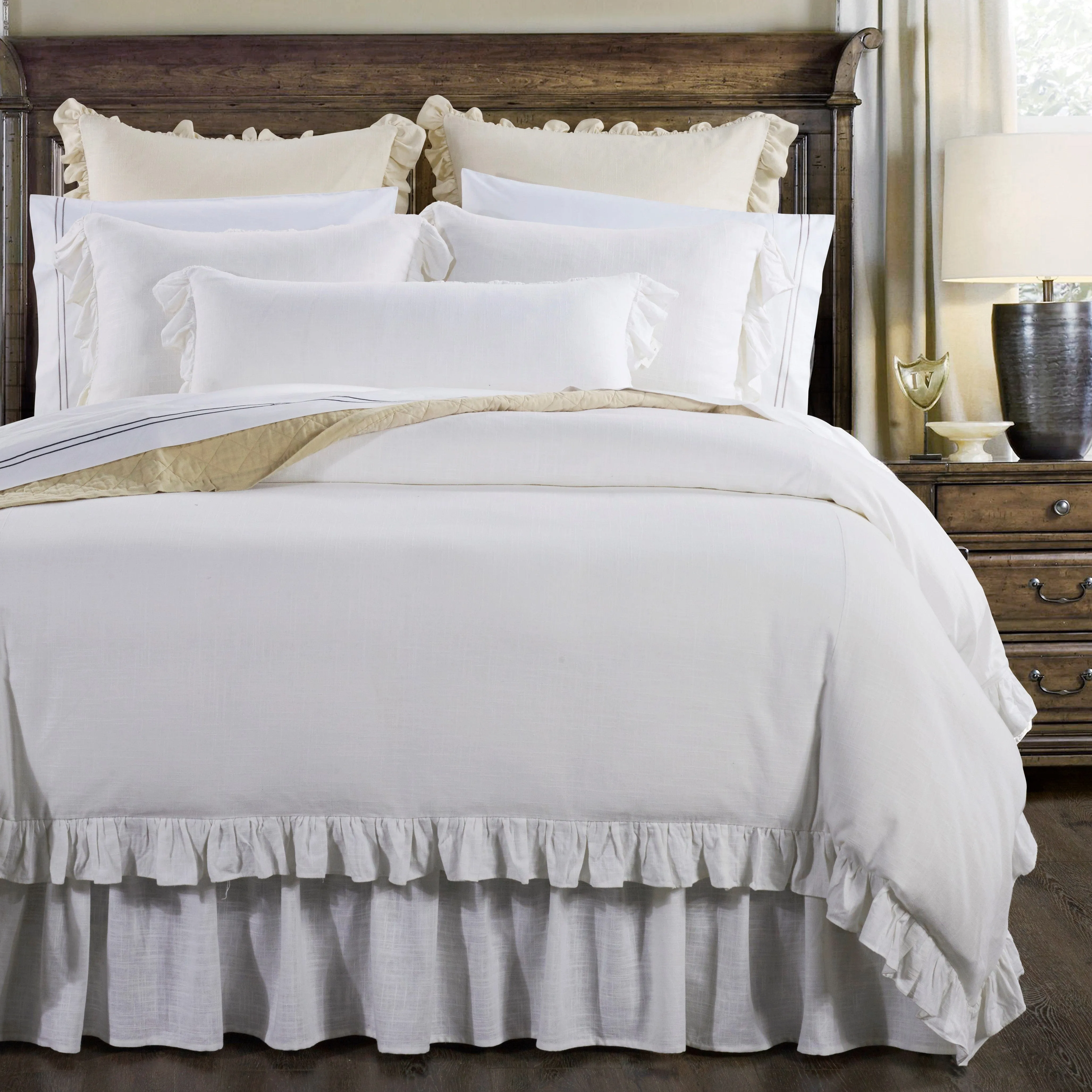 Lily Washed Linen Ruffled Bedding Set