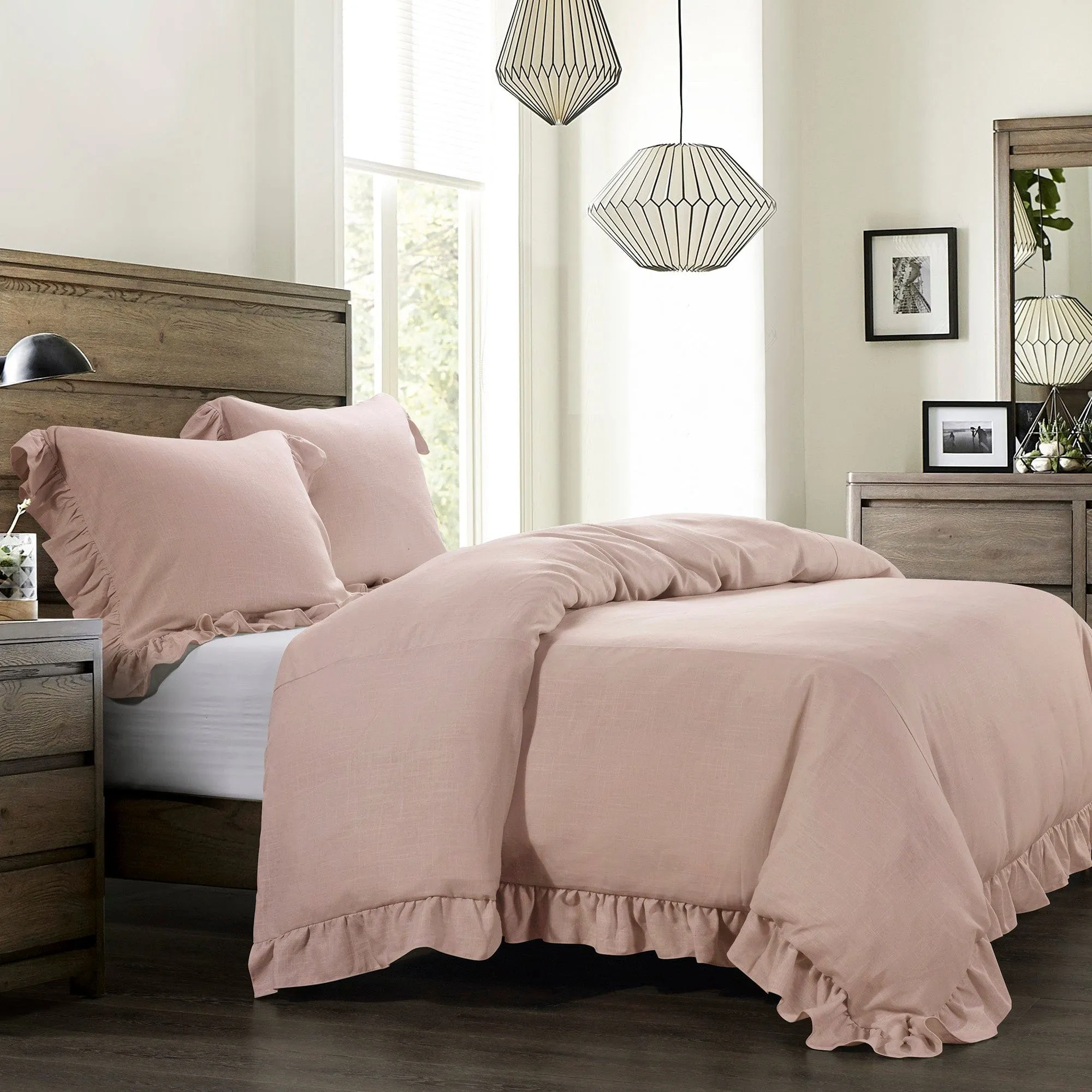 Lily Washed Linen Ruffled Bedding Set