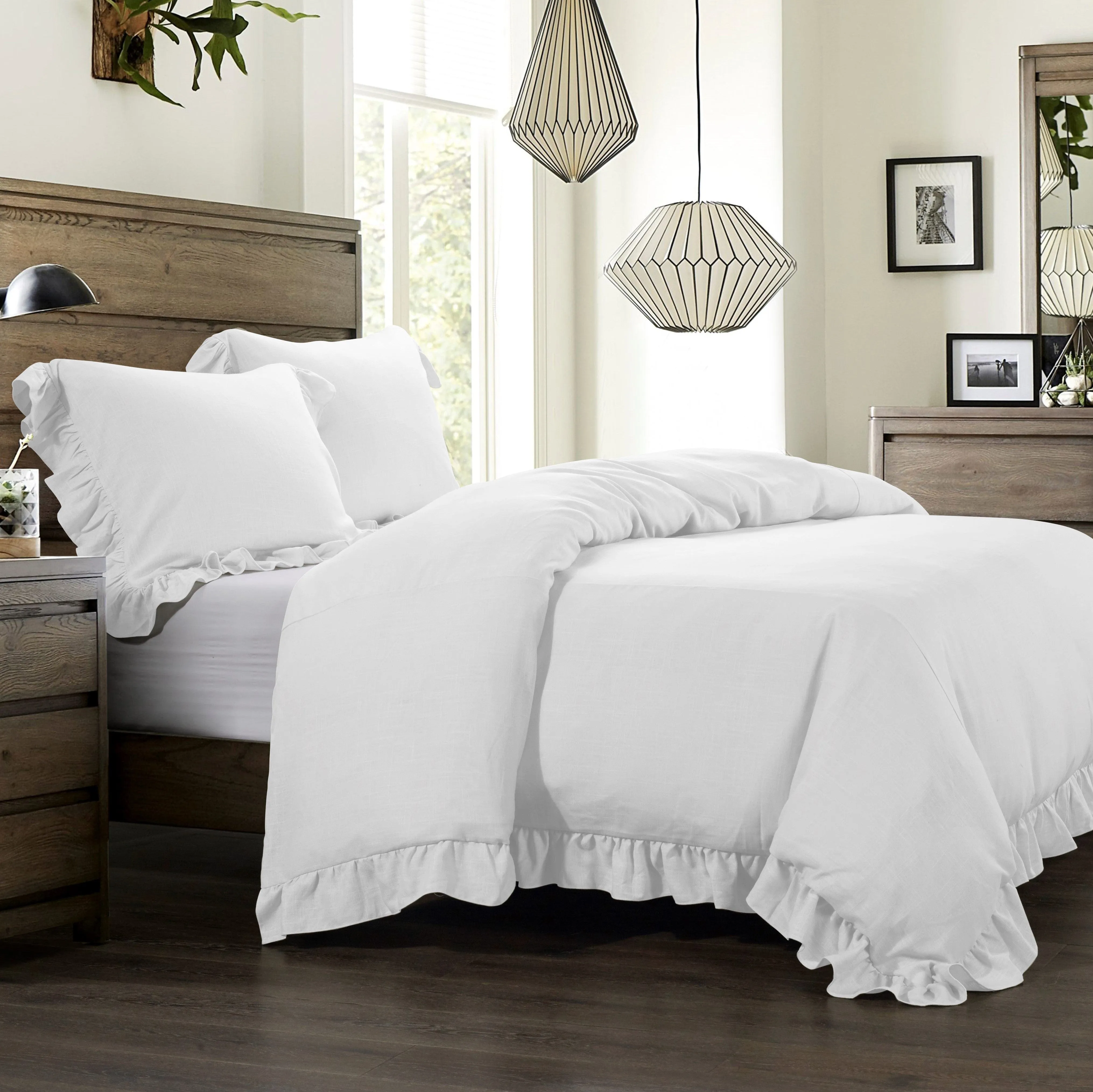 Lily Washed Linen Ruffled Bedding Set