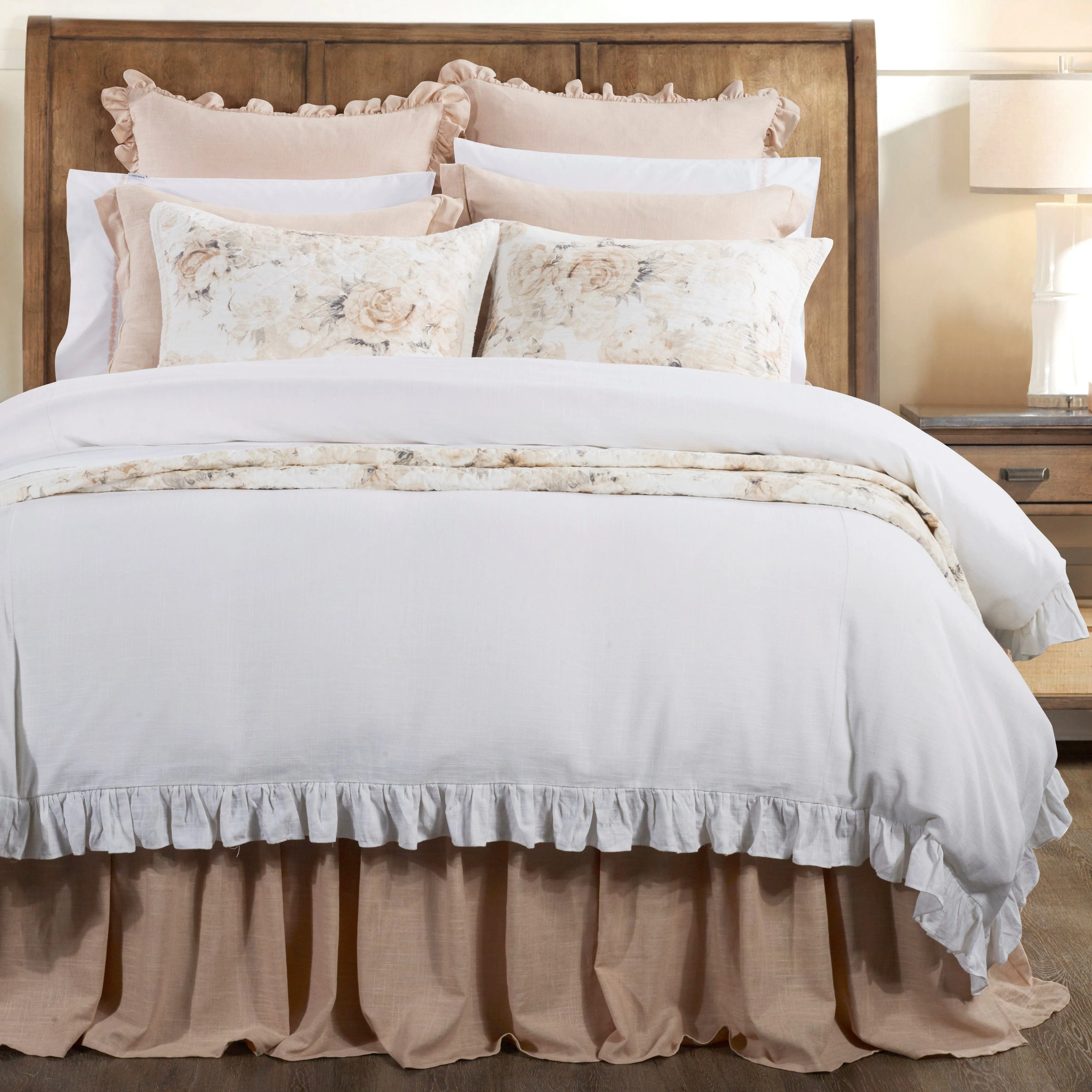 Lily Washed Linen Ruffled Bedding Set