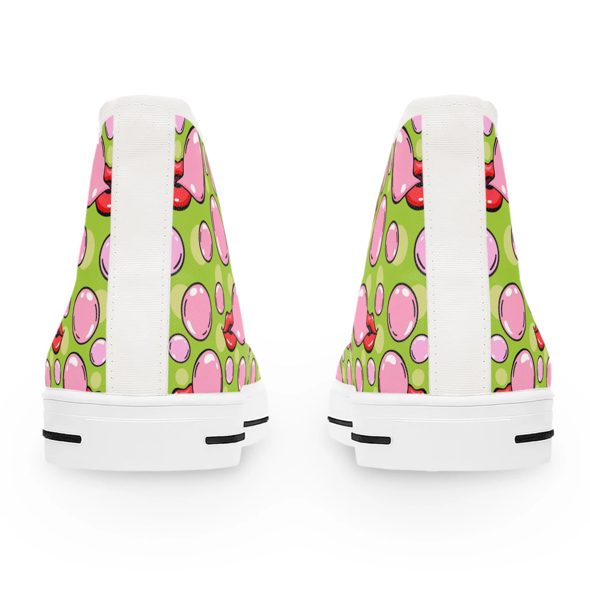 Lips Blowing Bubble Gum Women's High Top Sneakers