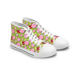 Lips Blowing Bubble Gum Women's High Top Sneakers