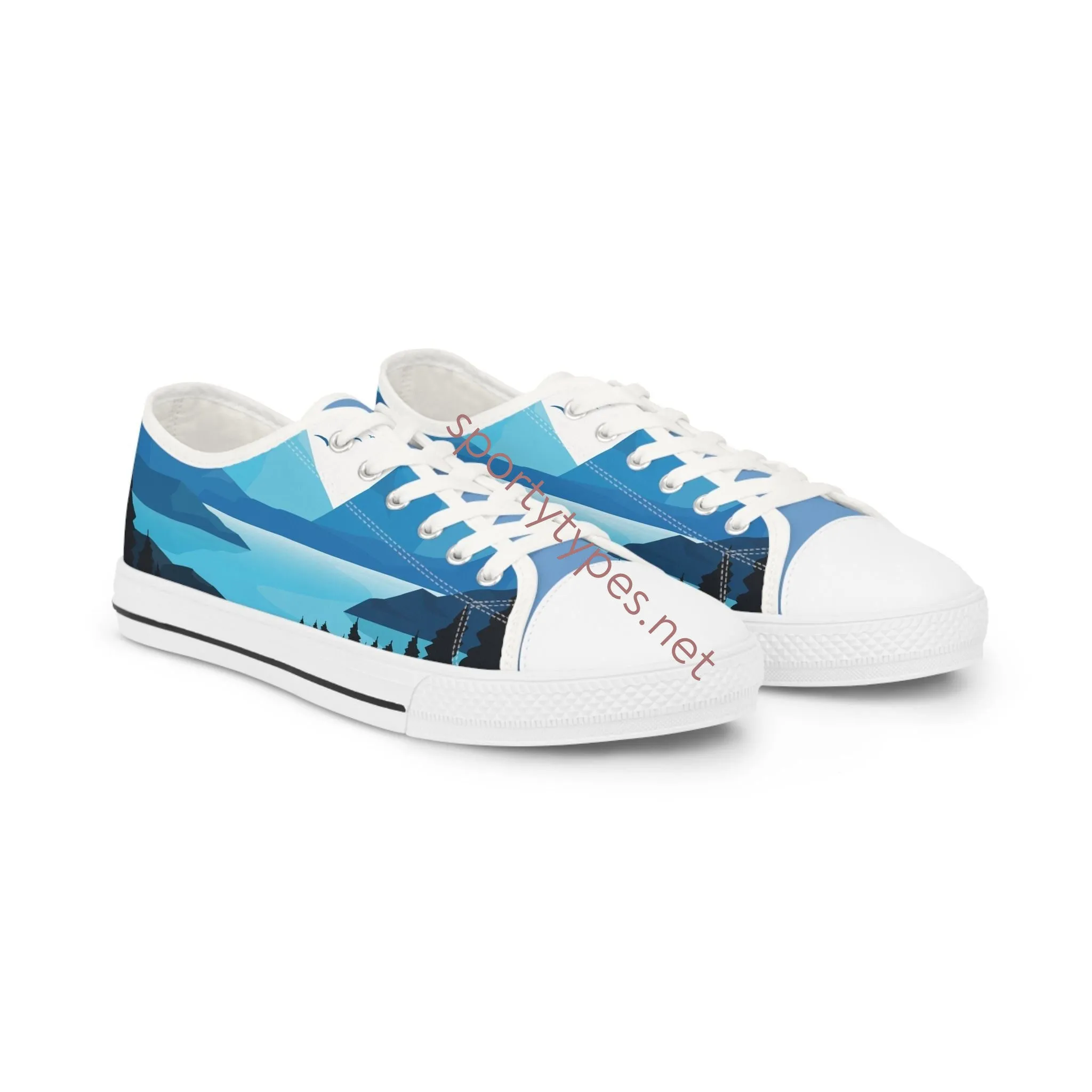 Men's Canvas Mountain Scene Low Top Sneakers