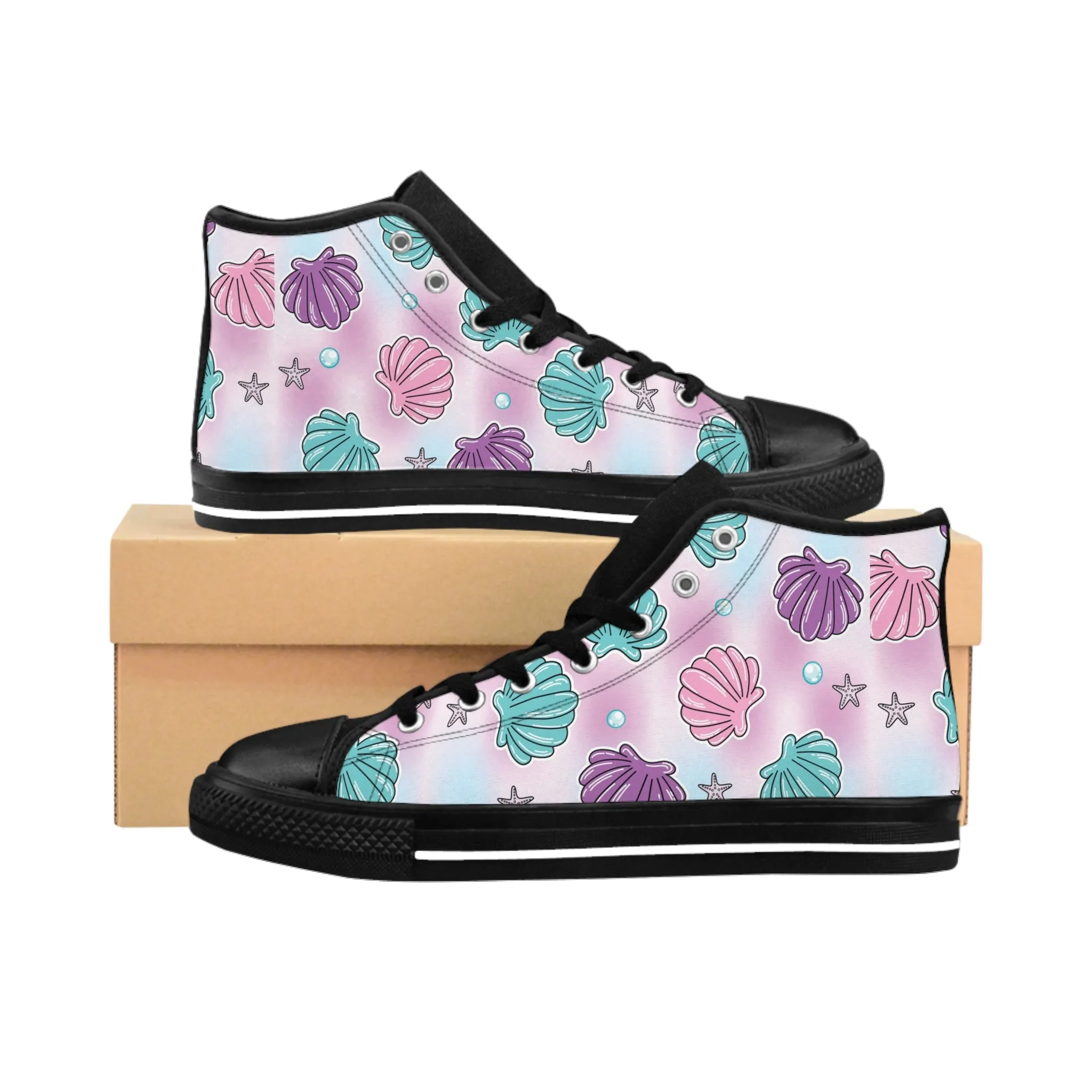 Mermaid Pattern Sea Star Women's Classic Sneakers