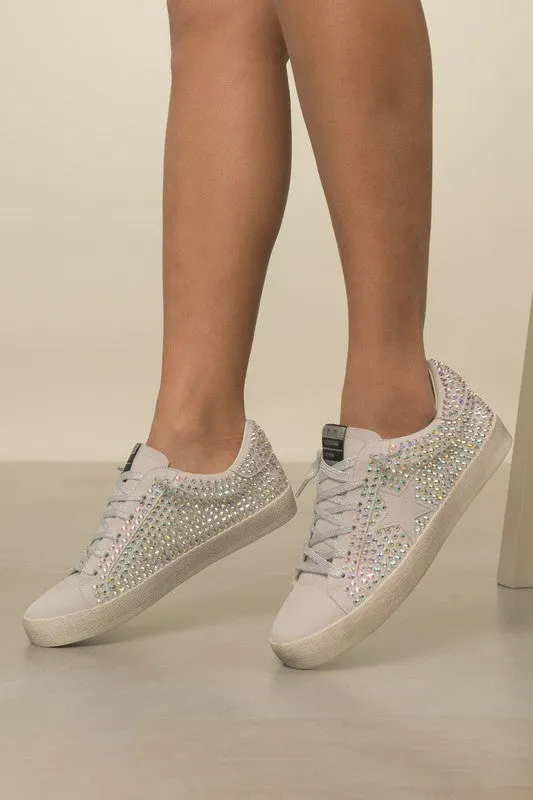 Multicolor Rhinestone Gray Glam Sneakers