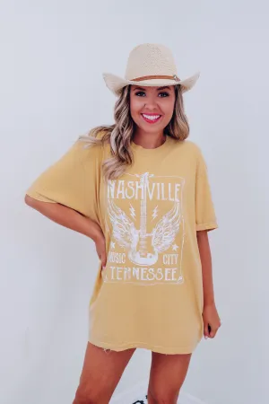 Nashville Music City Graphic Tee - Mustard