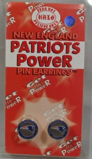 New England Patriots Halo Sports Inc. Womens Power Pin Circular Stud Earrings