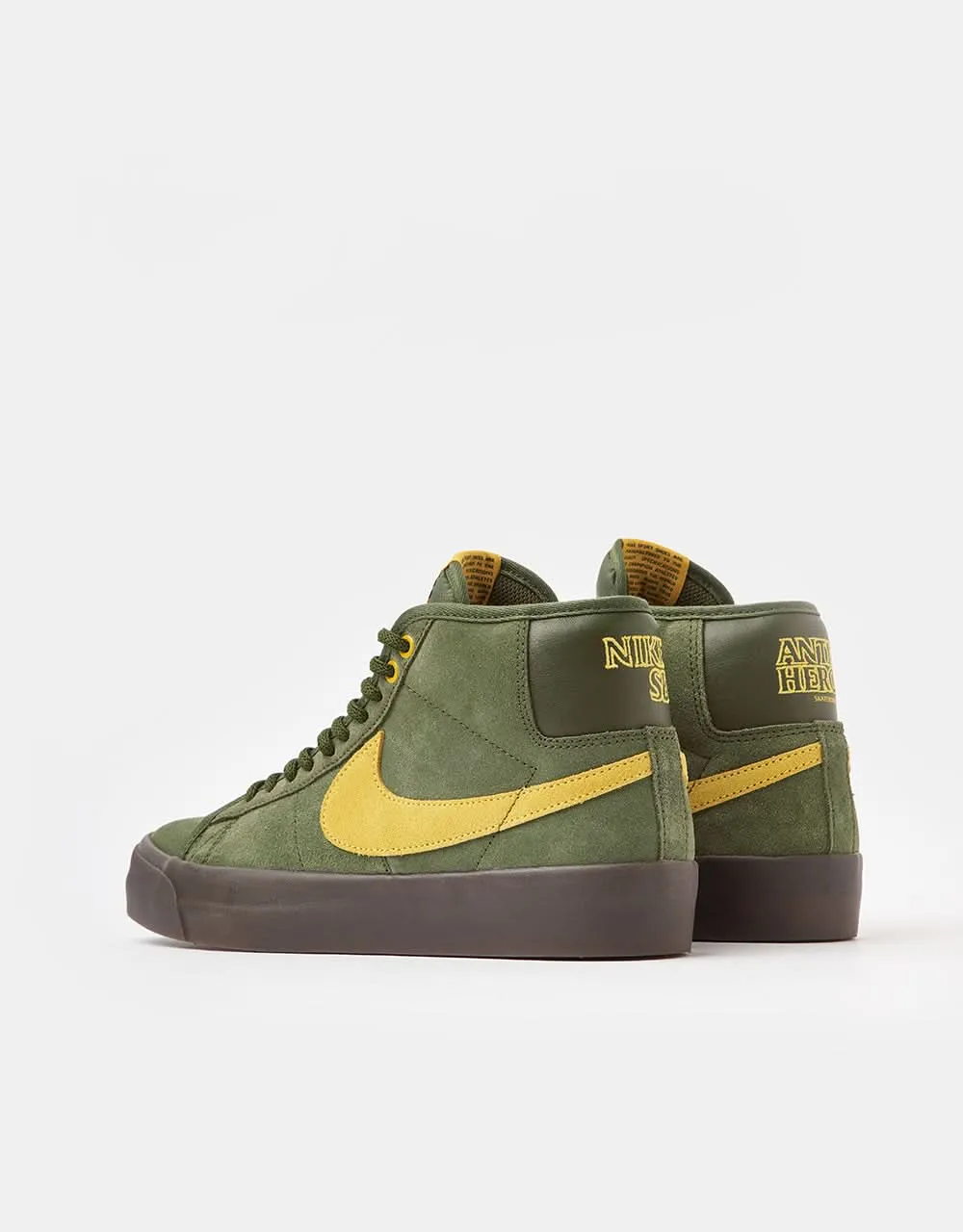 Nike SB 'Anti Hero' Zoom Blazer Mid QS Skate Shoes - Rough Green/Amarillo-Rough Green