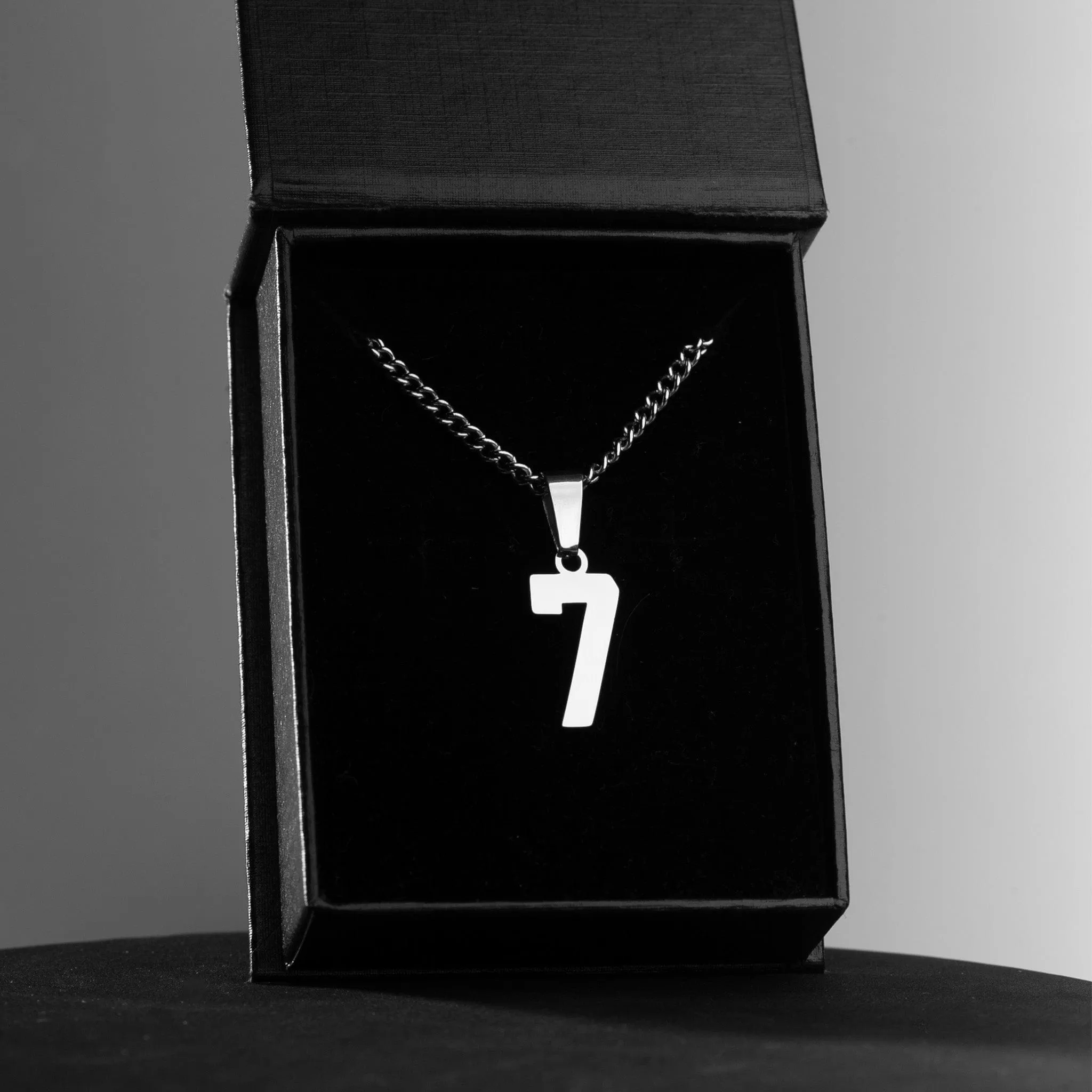 Number Pendant Necklace - Silver