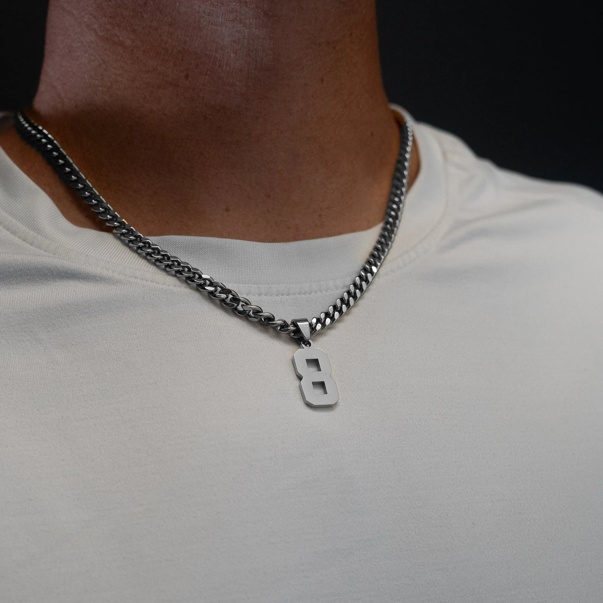 Number Pendant Necklace - Silver