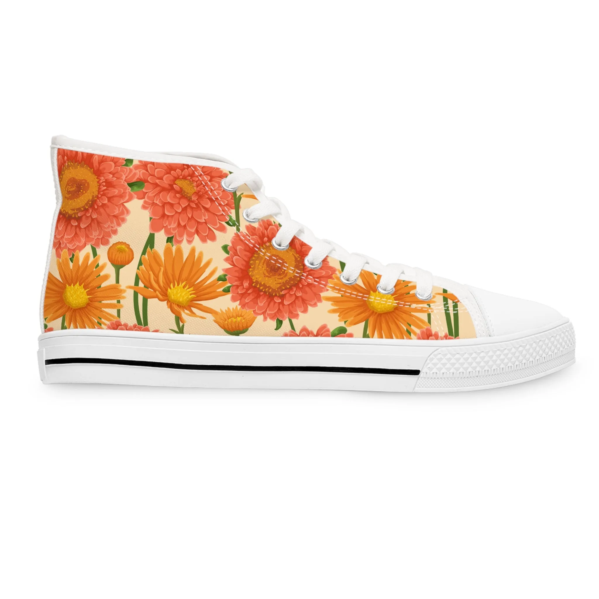 Orange Flower Women's High Top Sneakers