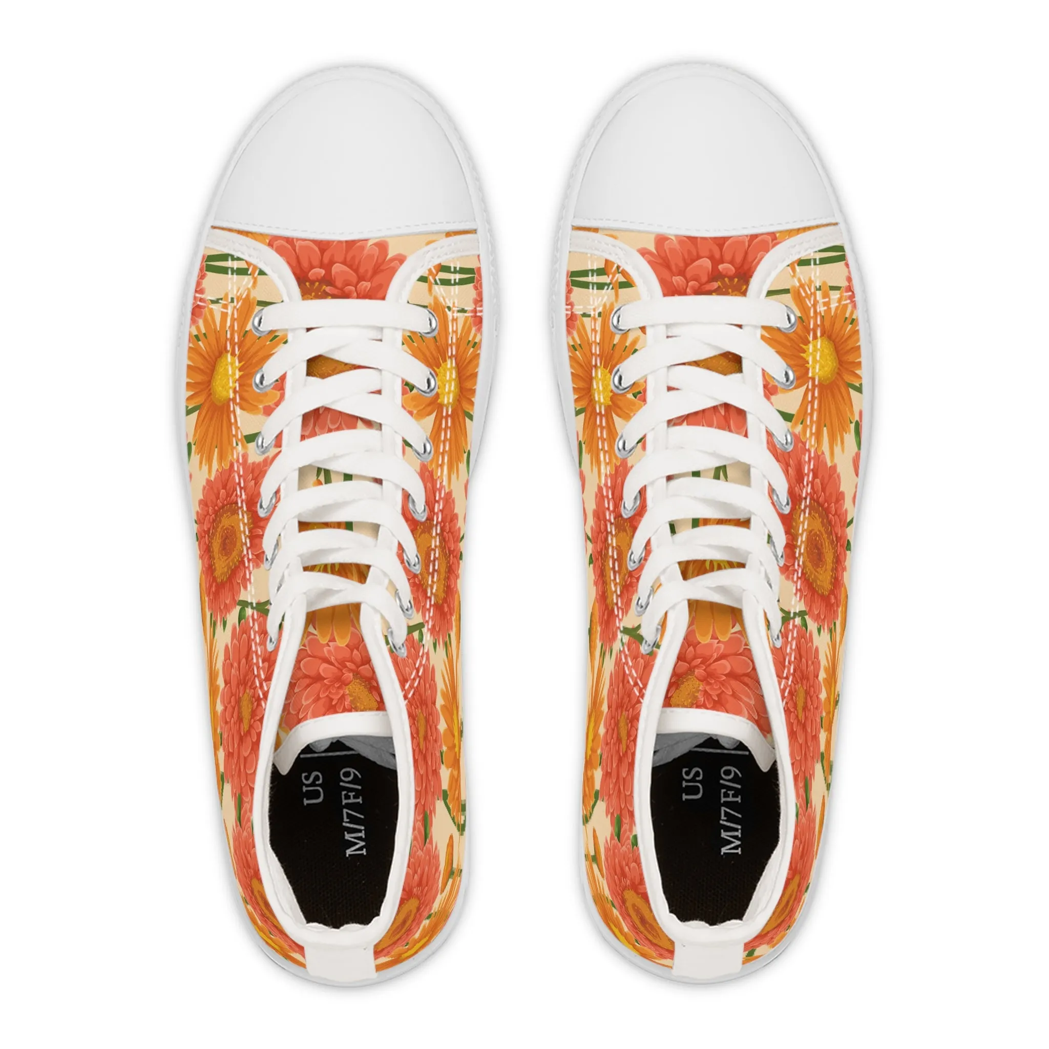 Orange Flower Women's High Top Sneakers