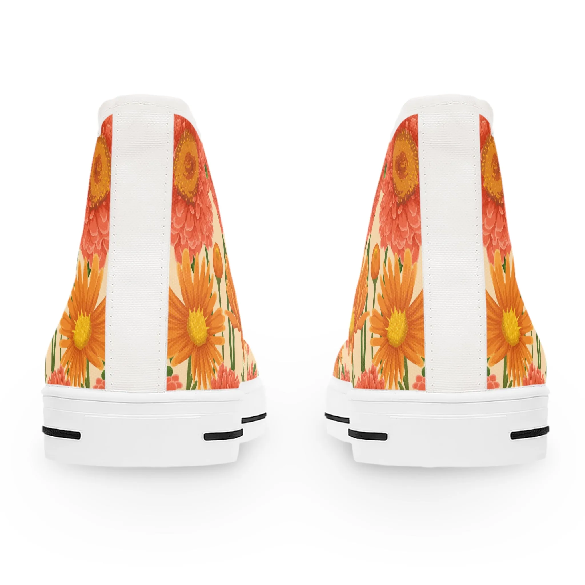 Orange Flower Women's High Top Sneakers