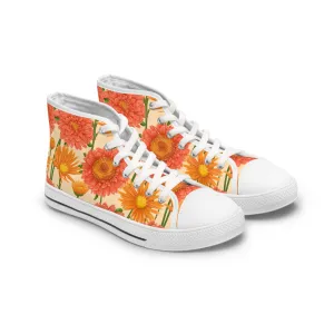 Orange Flower Women's High Top Sneakers