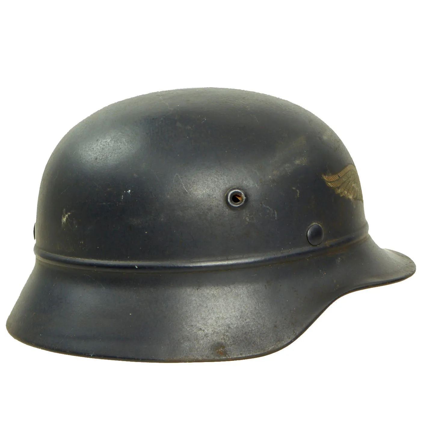 Original German WWII Luftschutz Civil Air Defense Beaded M40 Helmet Liner & Damaged Chinstrap - Q64